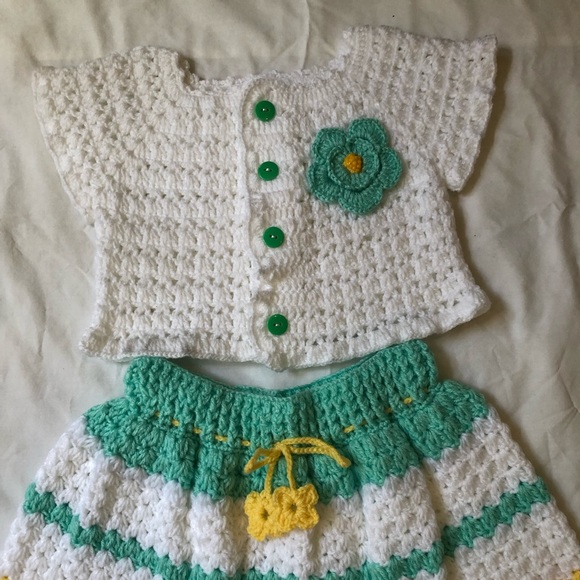 Handmade crocheted sweater and shirt 2 piece set ages...